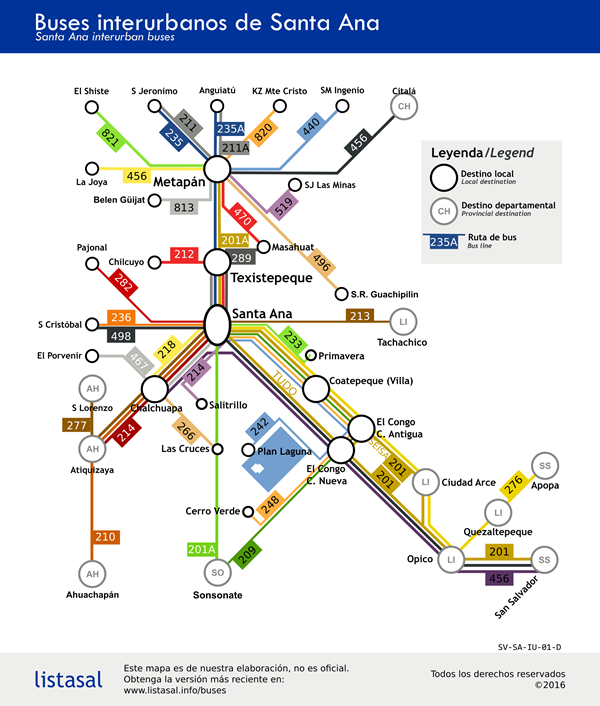 Rutas de bus del departamento de santa ana